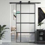Cumpara ieftin Ușă glisantă, negru, 102,5x205 cm, sticlă securizată/aluminiu
