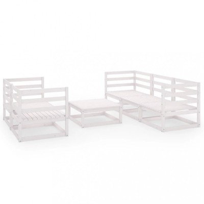 Set mobilier de gradina, 6 piese, alb, lemn masiv de pin foto