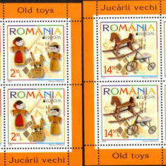 ROMANIA 2015 EUROPA CEPT - Jucarii vechi Set 2 Minicoli cu 6 timbre LP.2063a MNH