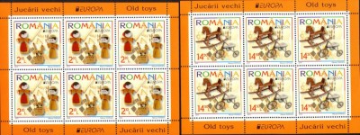 ROMANIA 2015 EUROPA CEPT - Jucarii vechi Set 2 Minicoli cu 6 timbre LP.2063a MNH foto