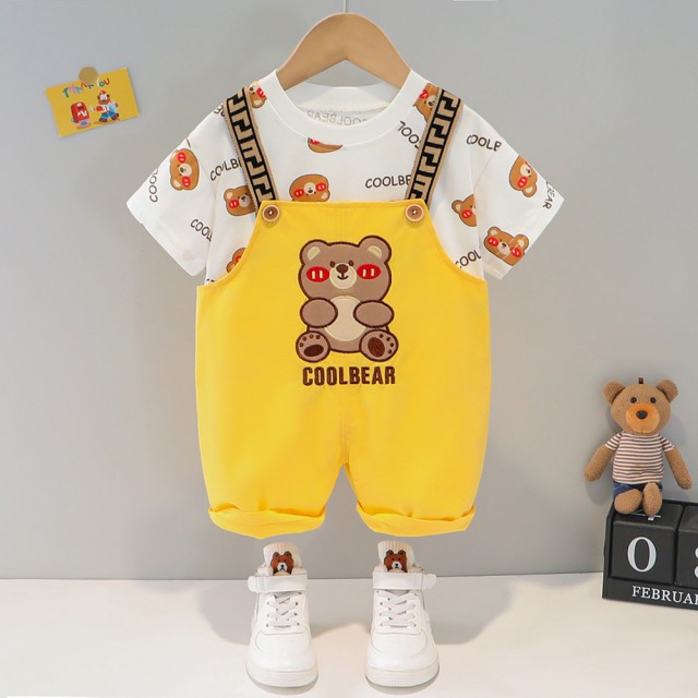 Costumas pentru baietei cu salopeta - Cool bears (Marime Disponibila: 2 ani)