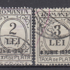 ROMANIA 1930 TAXA DE PLATA SUPRATIPAR 8 IUNIE 1930 SERIE STAMPILATA