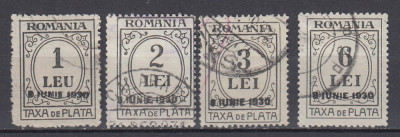 ROMANIA 1930 TAXA DE PLATA SUPRATIPAR 8 IUNIE 1930 SERIE STAMPILATA foto