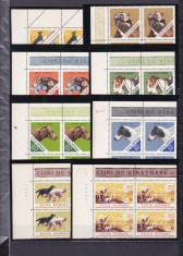 ROMANIA 1965 LP 620 CAINI DE VANATOARE BLOCURI DE 4 TIMBRE MNH foto