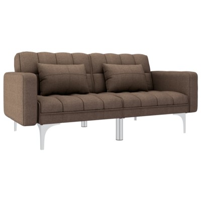 vidaXL Canapea extensibilă, maro, material textil foto
