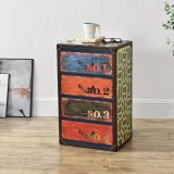 Comoda Goslar design industrial cu 4 sertare imitatie piele multicolor [en.casa] HausGarden Leisure