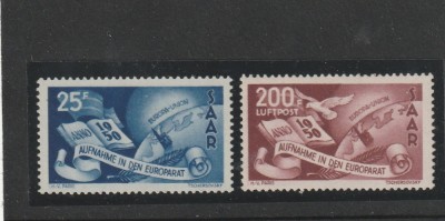 Germania Saar 1950-Acceptarea Saarland in Consiliul Europei,MNH,Mi.297-8,(188E) foto