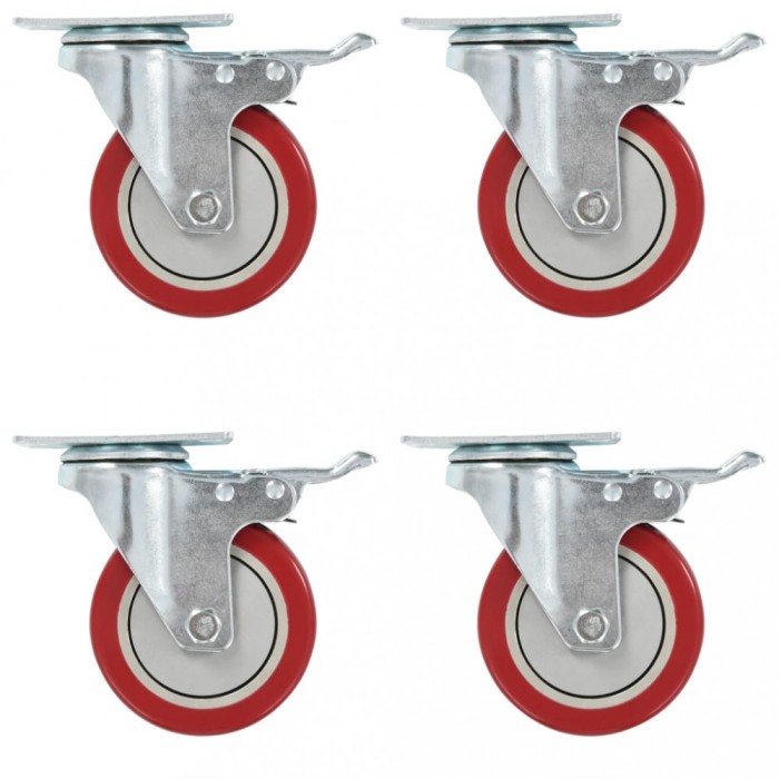 vidaXL Roți pivotante cu fr&acirc;ne duble, 4 buc., 100 mm 143472
