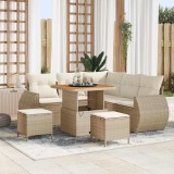 vidaXL Set de canapele pentru grădină cu pernă 8 pcs bej și crem