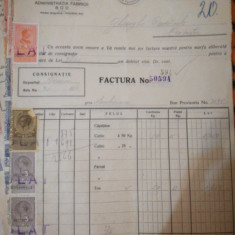Factura zahar 1941 Indumin Bucuresti Brasov Administratia Fabricii BOD