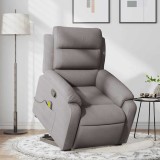 vidaXL Fotoliu rabatabil de masaj cu ridicare, gri taupe, textil
