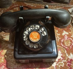TELEFON VECHI DIN METAL SI EBONITA POST FIX/SONERIE CU SUNET PLACUT/FUNCTIONAL