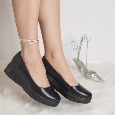 Pantofi cu platforma amalya negru piele ecologica, 35