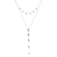 Lantisor argint 925, JW1768, model dublu lung, placat cu rodiu