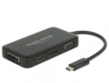 Adaptor USB-C la VGA / HDMI / DVI / DisplayPort T-M Negru, Delock 63929