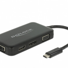 Adaptor USB-C la VGA / HDMI / DVI / DisplayPort T-M Negru, Delock 63929