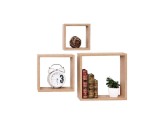 Set raftulete decorative din MDF, culoarea lemnului, 3 piese