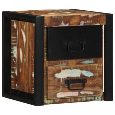 Gossi noptiera multicolor 40x35x40 cm lemn masiv recuperat