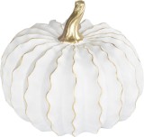 Decoratiune dovleac MagicHome Nature alb-auriu din polyresin 20,5 cm