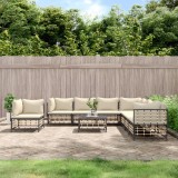 VidaXL Set mobilier de grădină cu perne, 9 piese, antracit, poliratan 3186810