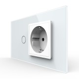 Cumpara ieftin Intrerupator Simplu + Priza LIVOLO cu Rama Din Sticla, Standard Italian, 4M SmartElectro IntelligentHouse
