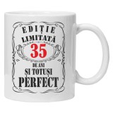 Cana alba personalizata cu textul &quot;editie limitata&quot;, 35 ani, INOVATIX&reg;. 330 ml
