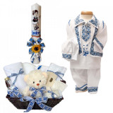 Set botez traditional baietel, trusou botez, lumanare si costum popular baiat,