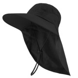 Palarie drumetie si pescuit , bor mare, protectie UV, ventilatie laterala, snur reglabil, unisex, Negru