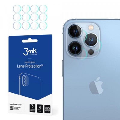 Folie de protectie Camera Spate 3MK Protection pentru Apple iPhone 13 Pro Max, Sticla Securizata, Set 4 bucati, Transparenta foto