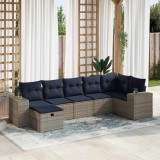 Gossi set canapele de gradina, 7 piese, cu perne, gri, poliratan