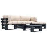 vidaXL Set mobilier grădină paleți cu perne nisipii, 4 piese, lemn 277425