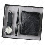 Set cadou pentru barbati, 4 piese &ndash; Portofel/Ceas/Pix