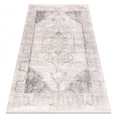 DISTIN 0107B covor modern gri / gri deschis / alb - Ornament, cadru, vintage, franjuri, 120x170 cm