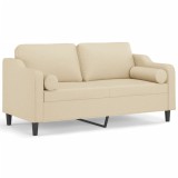 Cumpara ieftin Canapea cu 2 locuri cu pernute, crem, 140 cm, textil