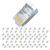 Cumpara ieftin Set 100 conectori retea RJ45 ecranati Cat6e EZ pass through pentru cablu UTP sau FTP, pini placati cu aur, carcasa metal si plastic
