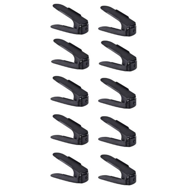 Set 10 buc, Organizator, Suport pentru Incaltaminte, Reglabil 3 Pozitii, Dublare Spatiu Depozitare, 6&times;25.5&times;11/17 cm, Negru