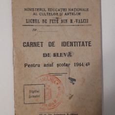 Carte veche carnet de eleva carte identitate tren carnet de identitate 1944