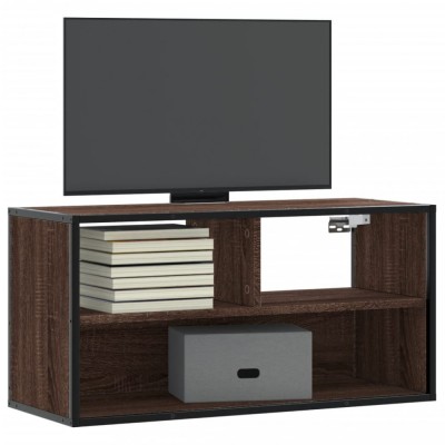 Dulap TV, stejar maro, 80x31x39,5 cm, lemn prelucrat și metal foto