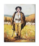 Cumpara ieftin Tablou celebru ciobanas pictat manual, 30x25cm ulei pe panza, reproducere Nicolae Grigorescu
