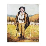 Tablou celebru ciobanas pictat manual, 30x25cm ulei pe panza, reproducere Nicolae Grigorescu