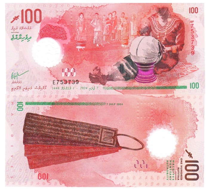 Maldive 100 Rufiyaa 2024 P-36 Polimer UNC
