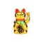 Pisica norocoasa Maneki Neko aurie, Feng Shui din Plastic, 15 cm lungime