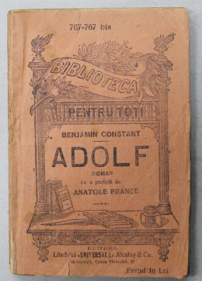 ADOLF , roman de BENJAMIN CONSTANT , 1924 foto