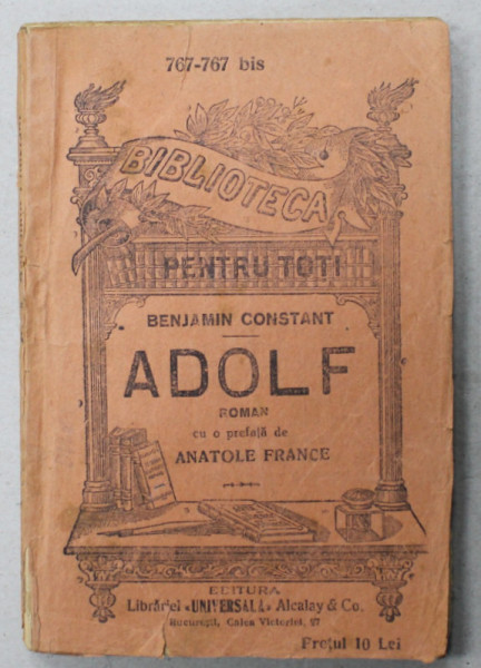 ADOLF , roman de BENJAMIN CONSTANT , 1924