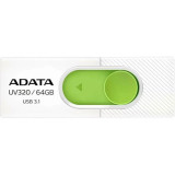 Memorie USB 3.2 ADATA 64 GB retractabila carcasa plastic alb / verde AUV320-64G-RWHGN