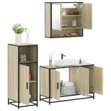 VidaXL Set mobilier de baie, 3 piese, stejar sonoma, lemn prelucrat
