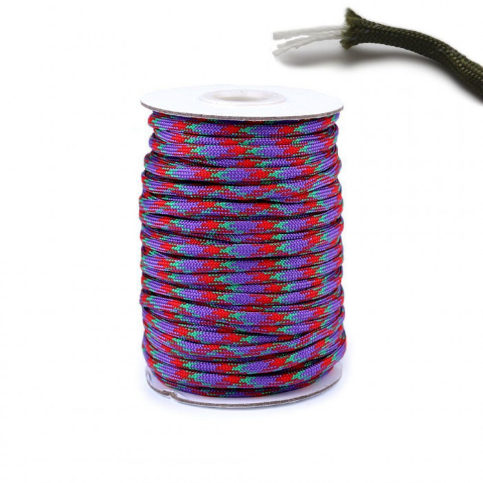 Snur Cordelina Paracord (7x3 fire) 25mx4mm Rezistenta Violet Rosu 4379