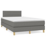 vidaXL Pat cu arcuri, saltea și LED, gri &icirc;nchis, 120x190 cm, textil