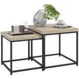 HOMCOM Set de 2 mese de cafea mese laterale pătrate mese de sufragerie cadru din oțel și blaturi din panouri de particule | Aosom Romania