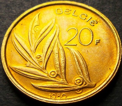 Moneda 20 FRANCI - BELGIA, anul 1980 * cod 1135 foto